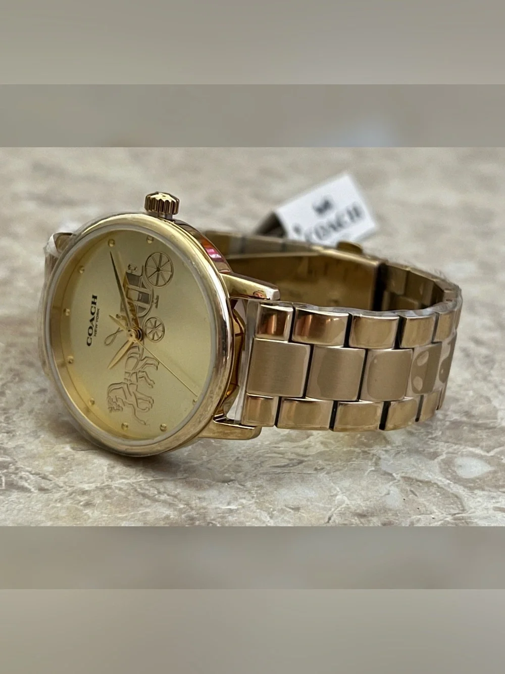 Coach Women’s Grand Goldtone Quartz Bracelet Watch